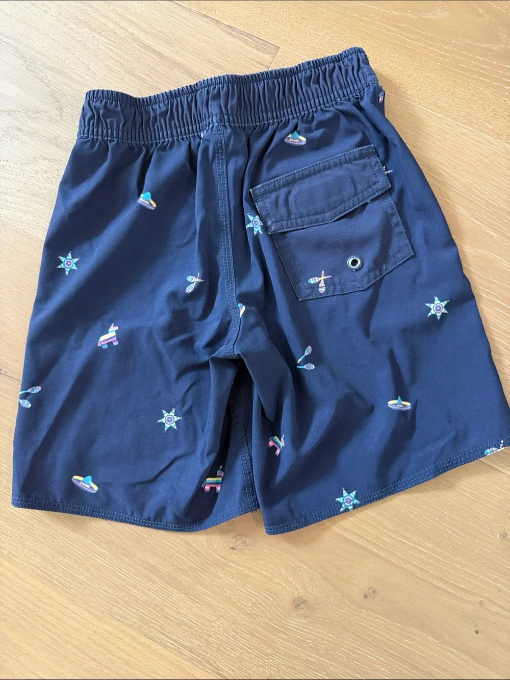 JACKS Navy Kids Swim Shorts with Fiesta Motif